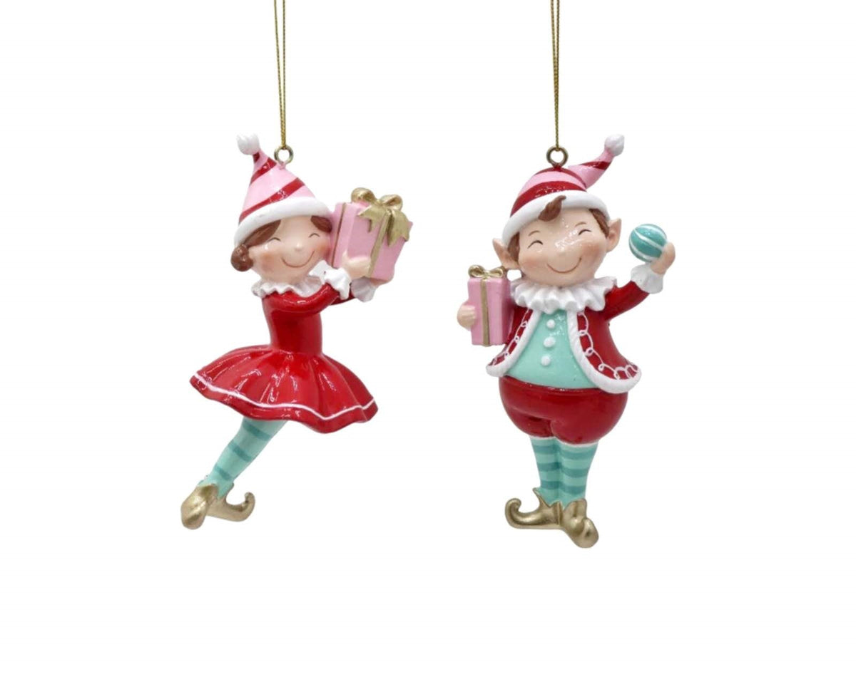 Bulk 12 Xmas Candyland Boy&girl Hanging Elf Resin 12cm