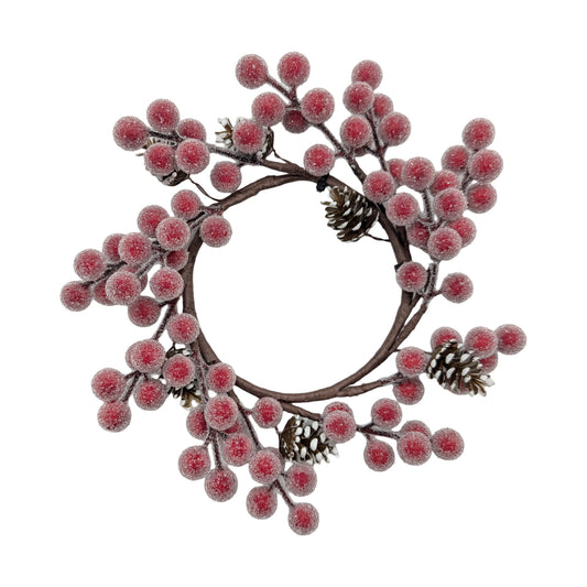 Bulk 24 Xmas Frosted Berry Wreath 24cm
