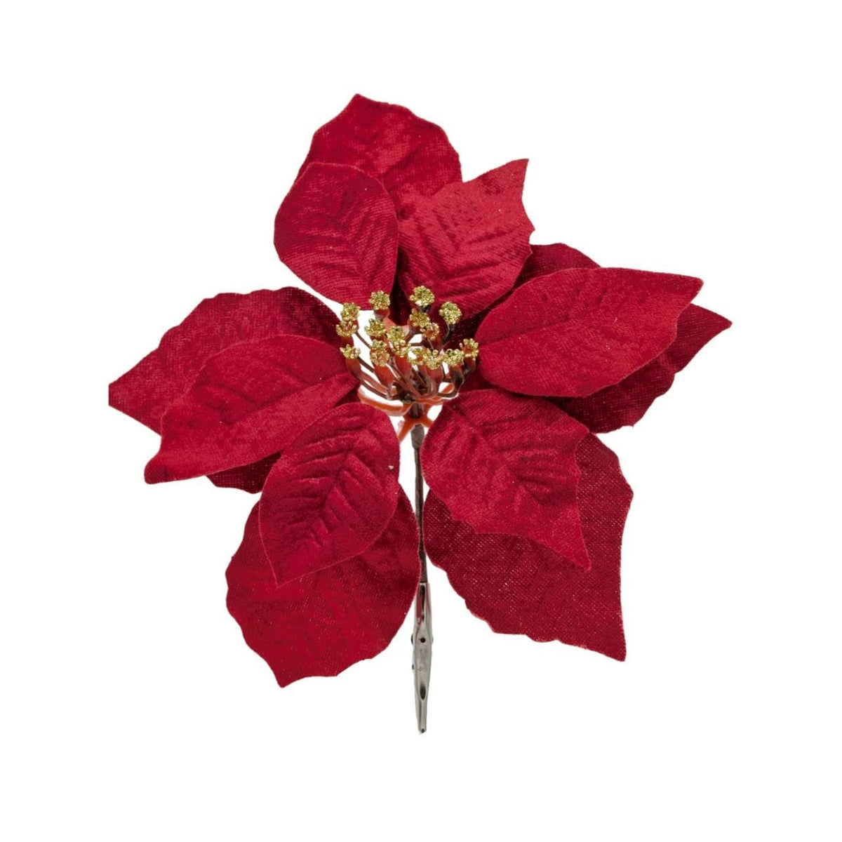 Bulk 36 Xmas Poinsettia W Clip 20cm