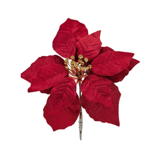 Bulk 36 Xmas Poinsettia W Clip 20cm