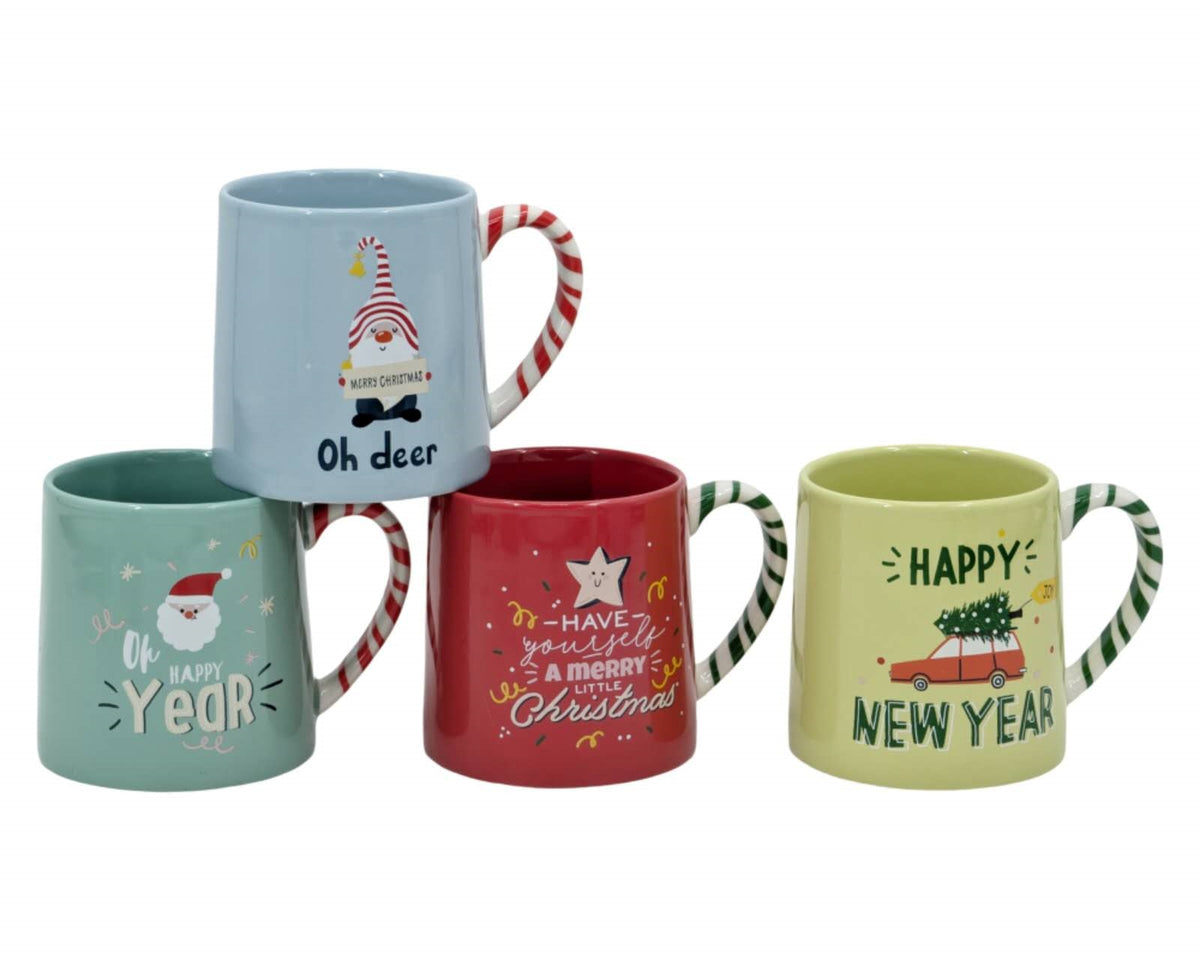 Bulk 24 Merry & Bright Xmas Mug 475ml 4 Asst