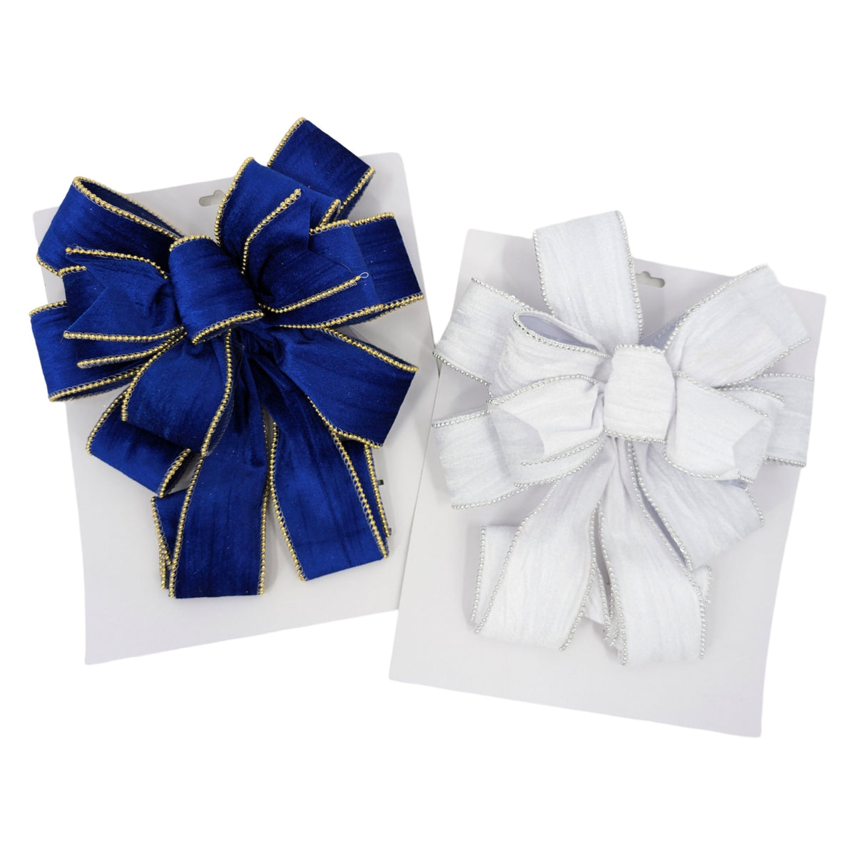 Bulk 12 Xmas White Tree Topper Bow 28x78cm