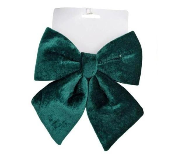 Bulk 24 Xmas Velvet Green Bow Sml 16cm