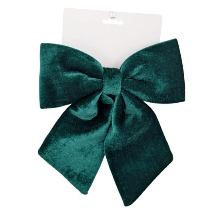 Bulk 24 Xmas Velvet Green Bow Med 22cm