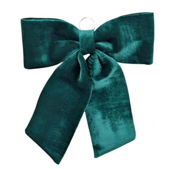 Bulk 8 Xmas Velvet Green Bow W Hanging Ring Xxlrg 60cm