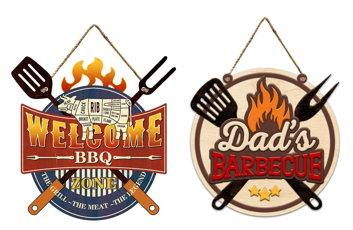 Bulk 12 Bbq Metal Hanging Sign 35x35cm
