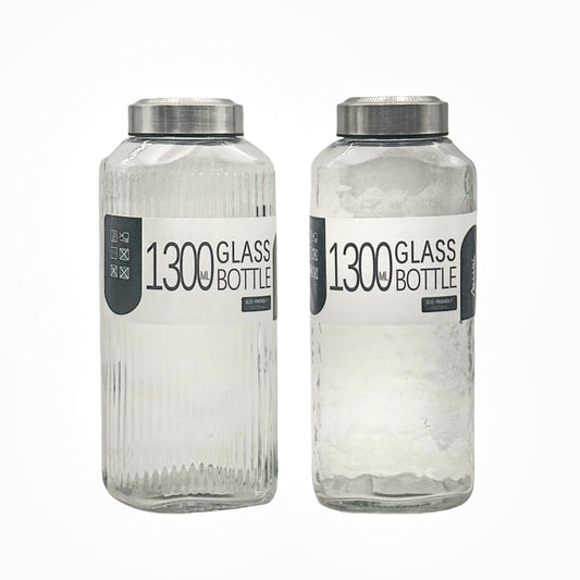 bulk 12 Glass Bottle w/ Metal Screw Lid 1.3Lt 25cm