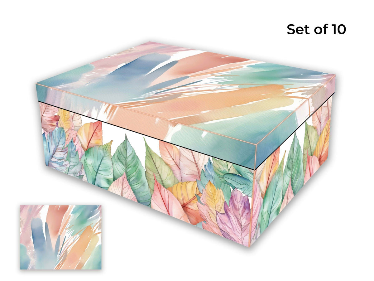 Bulk 2 Serene Leaves Gift Box Set 10 35x26x13.2cm