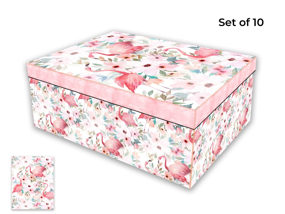 Bulk 2 Flamingo Gift Box Set 10 35x26x13.2cm