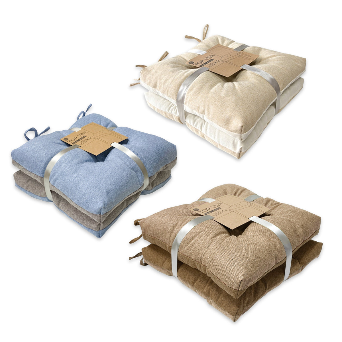 Bulk 6 Two Tone Indoor Chair Pad 38x38x6cm pk3 3 Asst