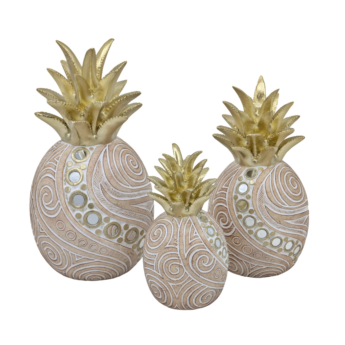 Bulk 3 Pineapple Decor Polyresin Lrg 13x15cm