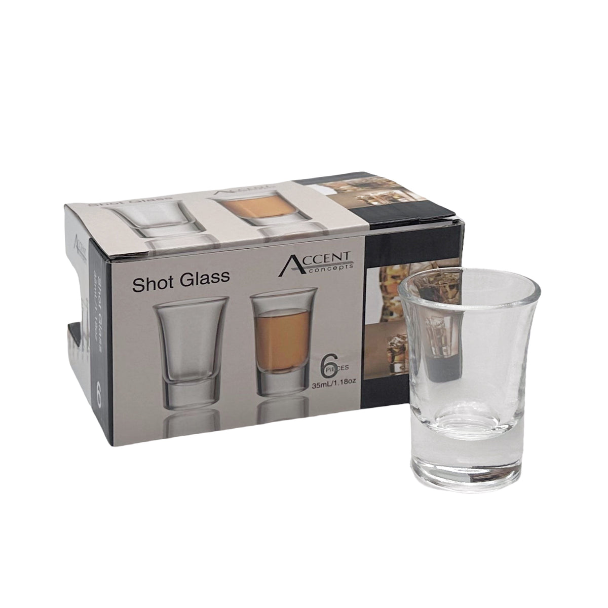 Bulk 24 Clear Shot Glass In Gift Pack Set 6 35ml
