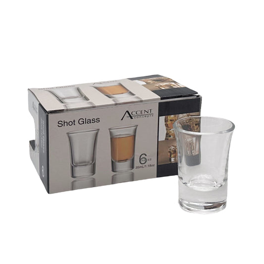 Bulk 24 Clear Shot Glass In Gift Pack Set 6 35ml