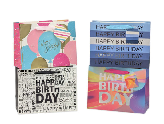 bulk 24 Medium Happy Birthday Celebration Gift Bag 23cm