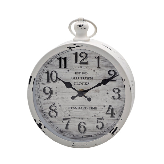 Bulk 6 Metal Vintage Clock White Washed 18x26.5cm