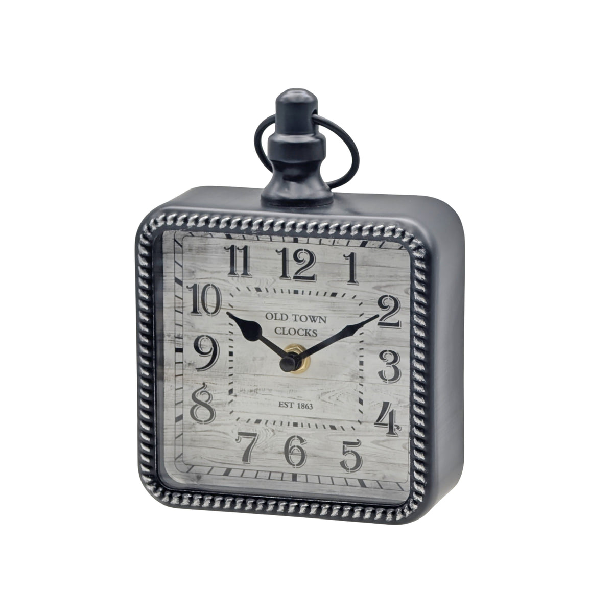 Bulk 6 Metal Vintage Clock Square Black 14x22.5cm