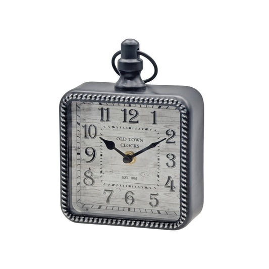Bulk 6 Metal Vintage Clock Square Black 14x22.5cm