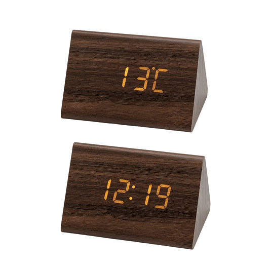 Bulk 12 Wfaux Woodgrain Led Clock Usb Plug 12x8cm