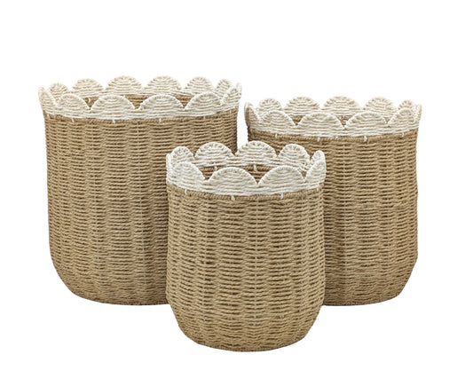 Bulk 2 Woven Paper Rope Laundry Basket Set of 3