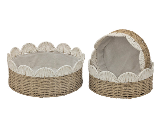 Bulk 4 Woven Paper Rope Round Storage Basket Set of 3