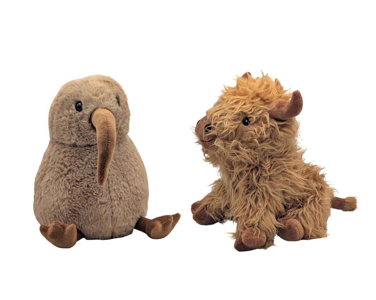 Set 2 Highland Cow & Kiwi Door Stopper 24cm