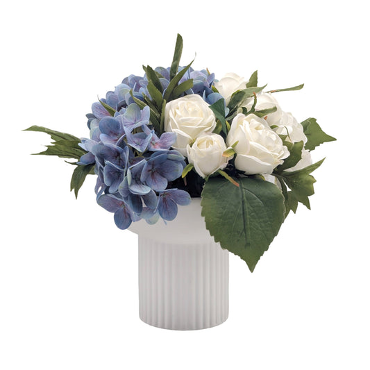 Bulk 4 Real Touch Hydrangea Arrangement In Ceramic Vase 31x30.5cmh