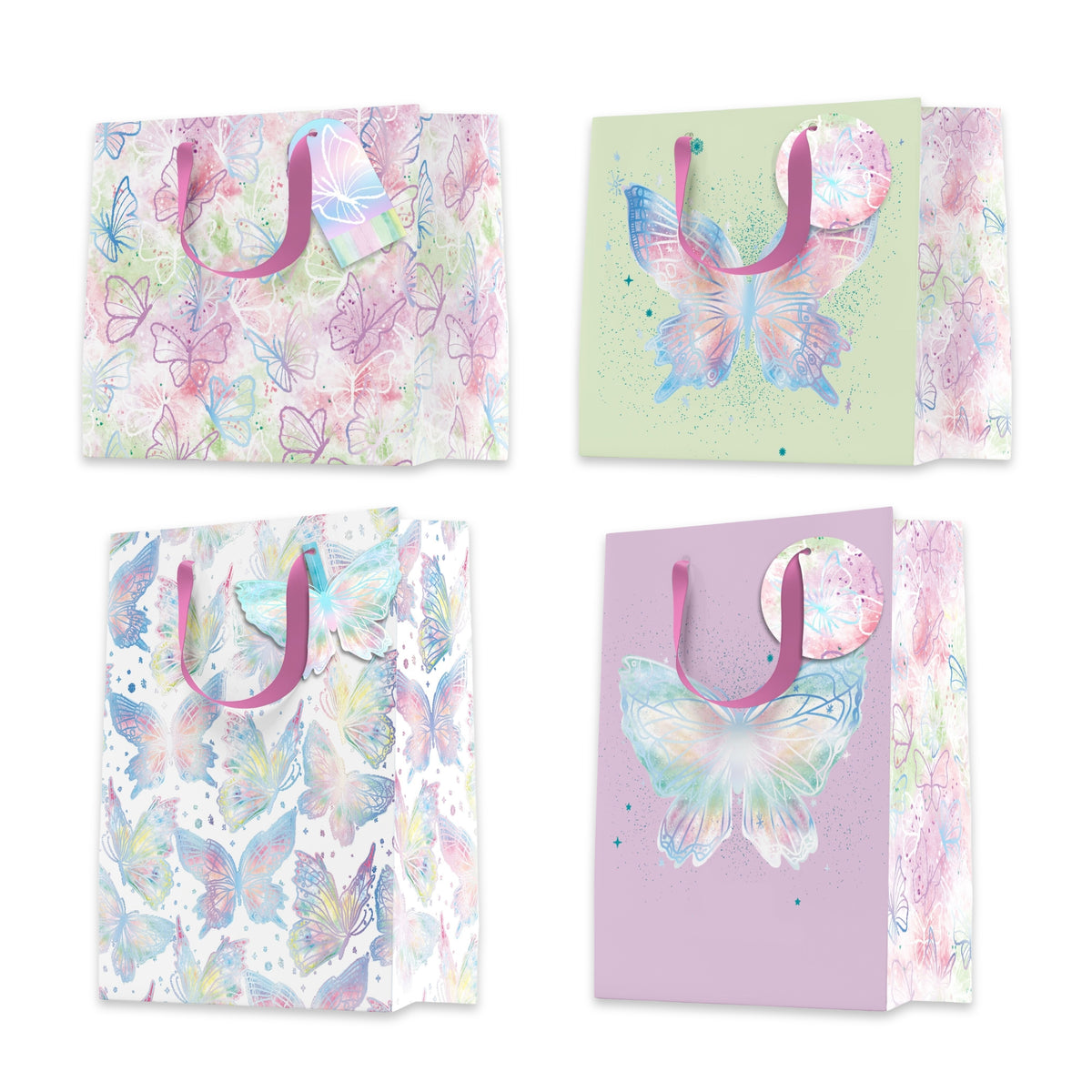 Bulk 24 Elegant Butterflygift Bag Lrg 32x26x12cm 4 Asst