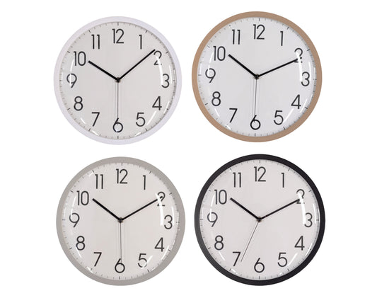 Bulk 8 35.6cm Modern Plastic Wall Clock Round 4 Asst