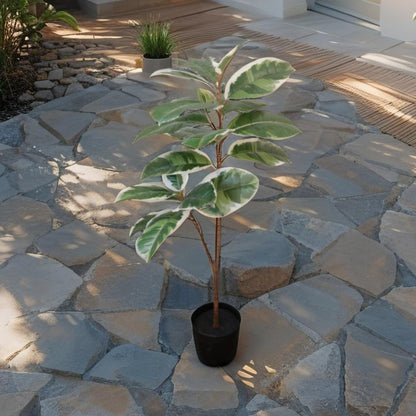 Potted Artificial Variegated Rubber Leaf Tree 118cm - Image 2