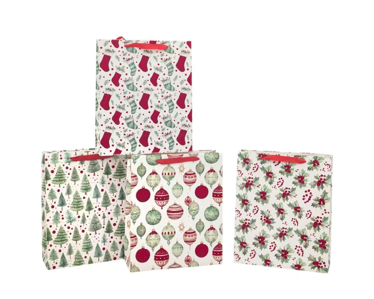 Bulk 48 Red Velvet Traditional Xmas Bag Btl 36x12x10cm 4 Asst