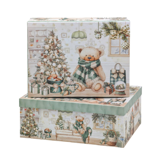 Bulk 2 Teddy Bear Xmas Gift Box Set 18 43x34x16cm