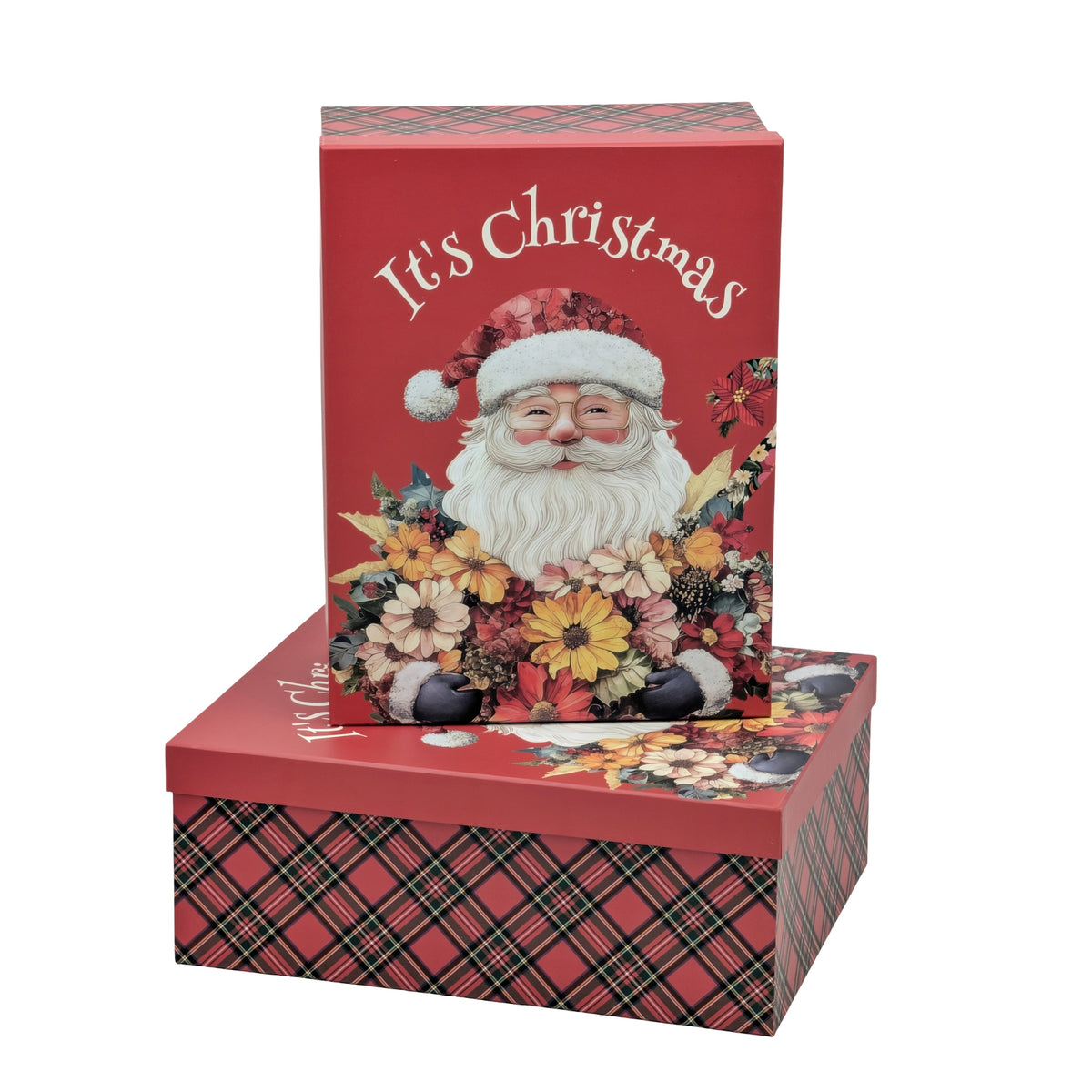 Bulk 2 Floral Vintage Xmas Gift Box Set 18 43x34x16cm