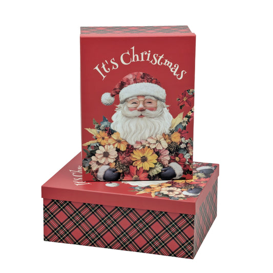 Bulk 2 Floral Vintage Xmas Gift Box Set 18 43x34x16cm