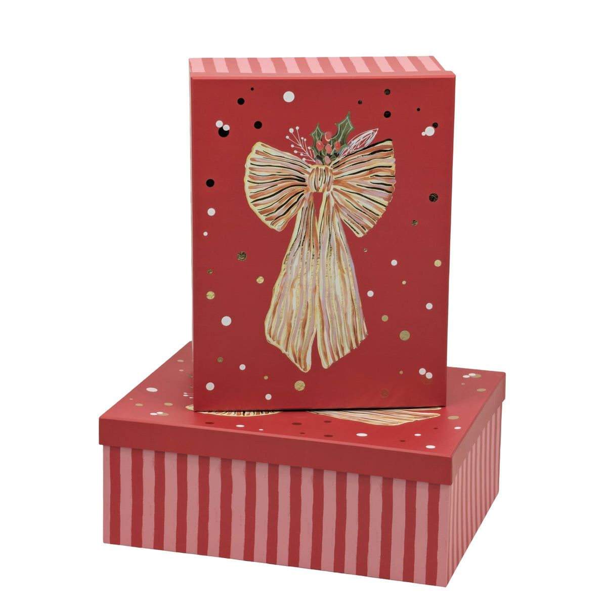 Bulk 2 Red Bow Foiled Xmas Gift Box Set 18 43x34x16cm