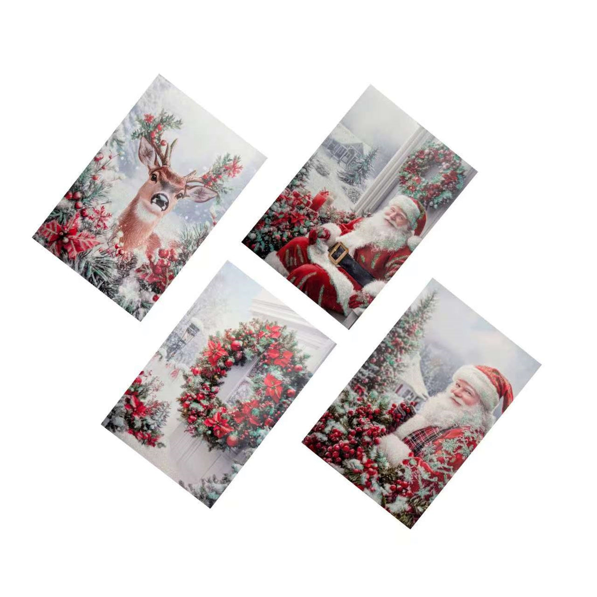 Bulk 48 Winter Magic Xmas Cards Glitter pk8 11.5x17.5cm Asst