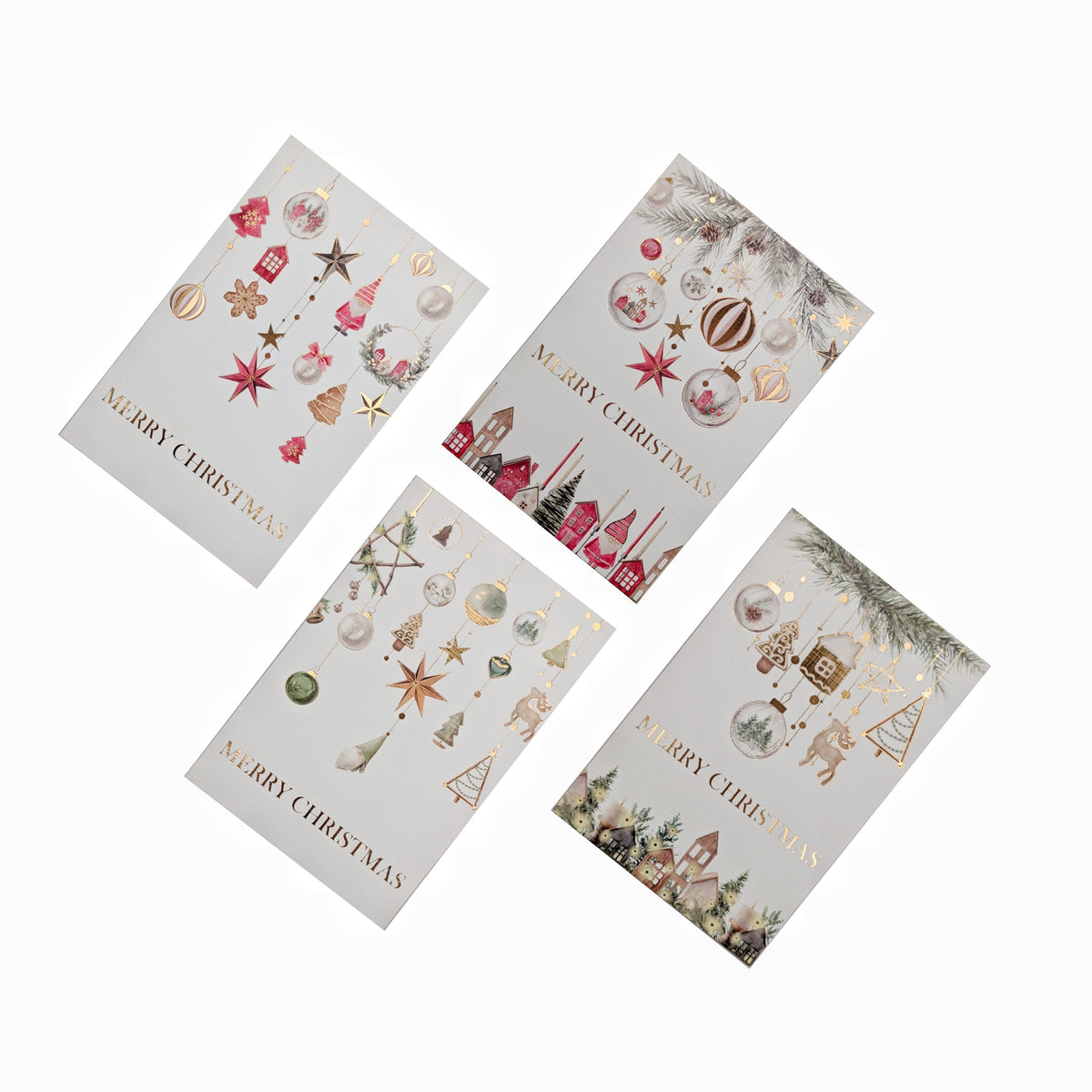 Bulk 48 Rich Foiled Traditional Xmas Cards pk8 11.5x17.5cm Asst
