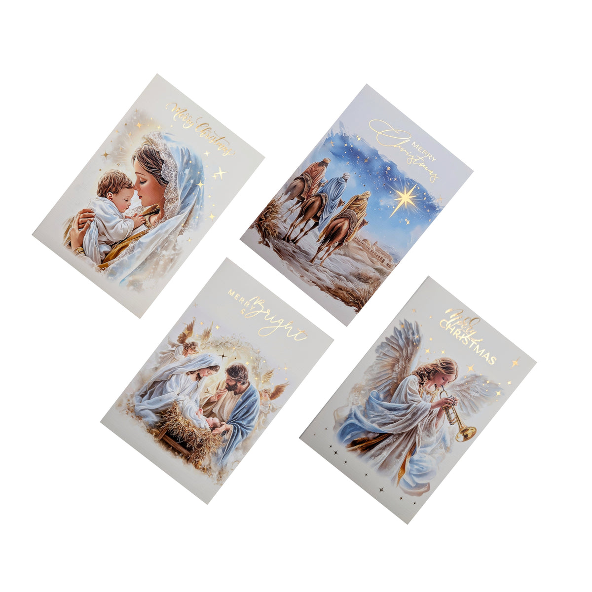 Bulk 48 Foiled Religious Xmas Cards pk8 11.5x17.5cm Asst