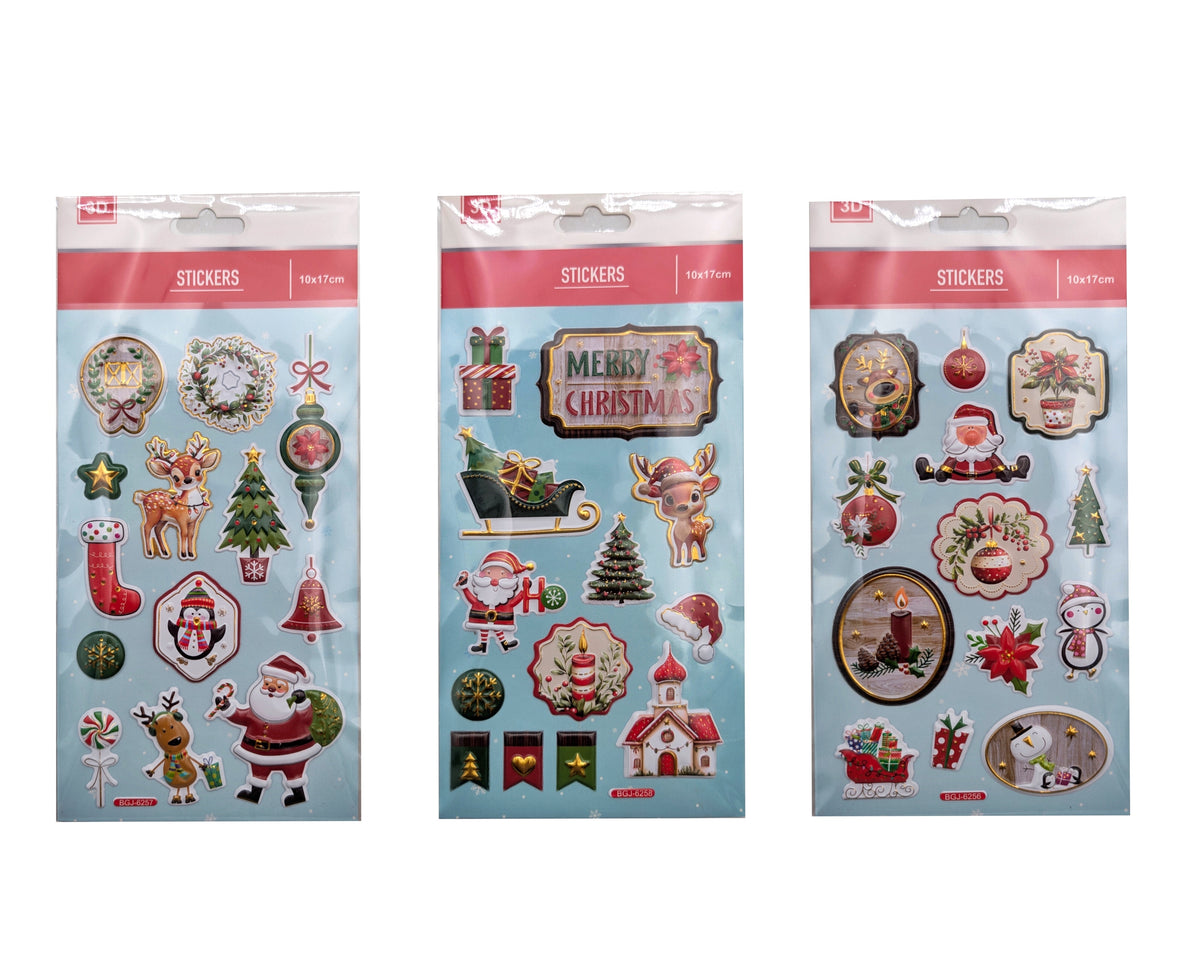 Bulk 36 Xmas 3d Stickers 10x17cm