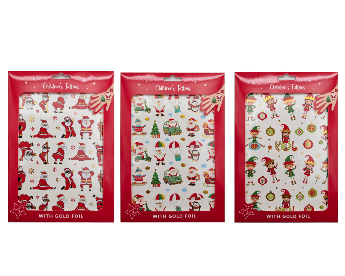 Bulk 36 Xmas tatto0 Stickers Foiled 11x16cm