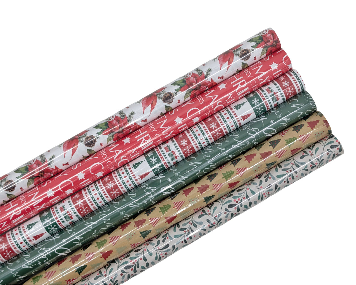 Bulk 50 Xmas Wrap Traditional 70cm X 5mtr Asst