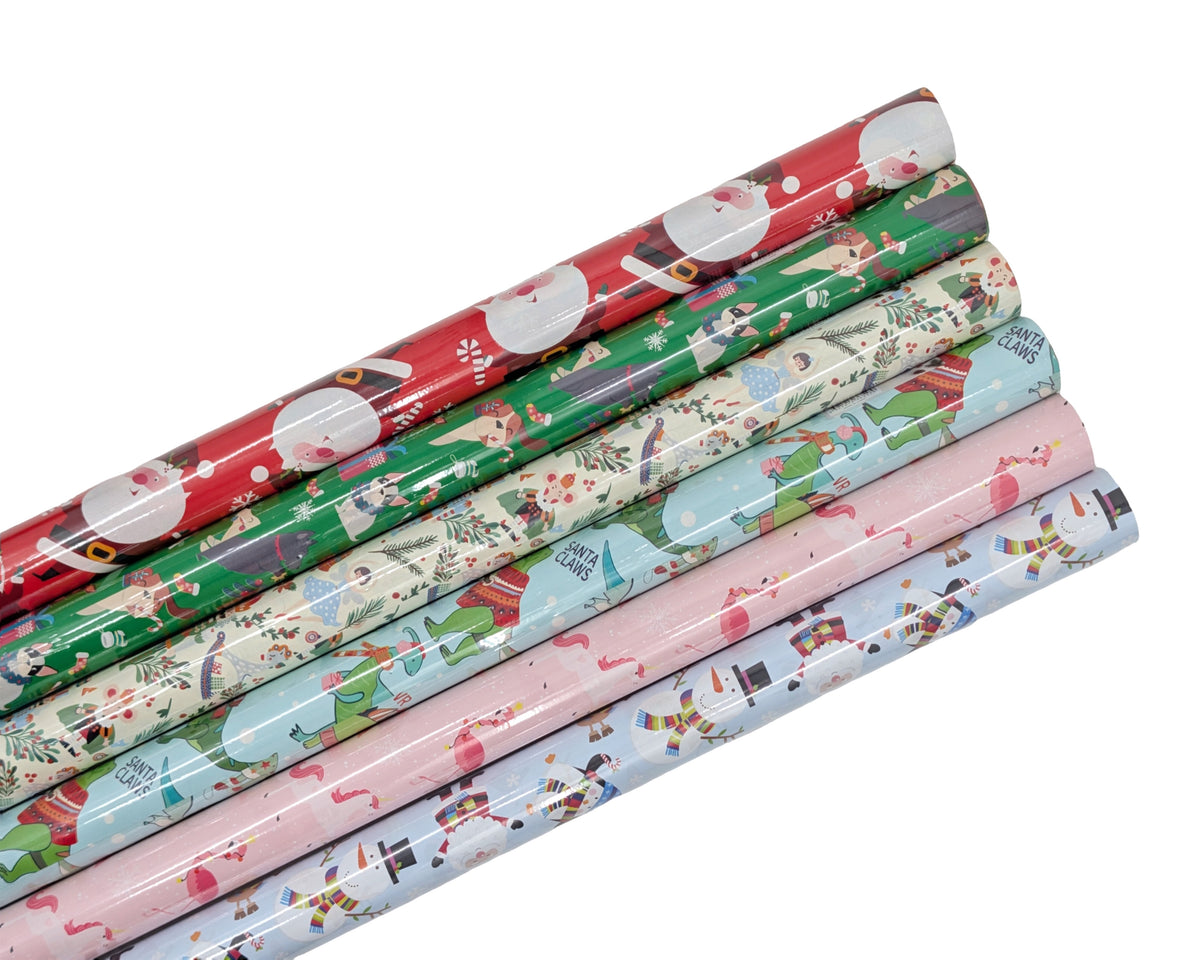 Bulk 50 Xmas Wrap Kids 70cm X 5mtr Asst