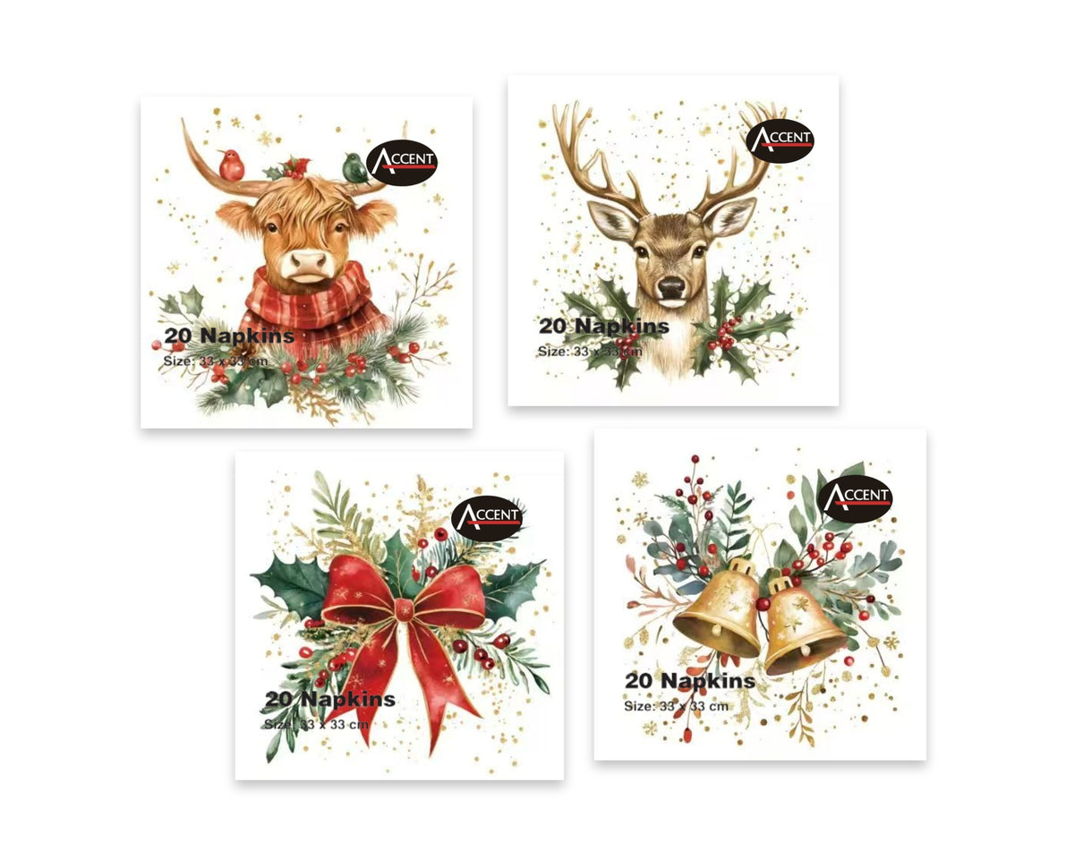 Bulk 48 The Xmas Icon Napkin 2ply pk20 33x33cm