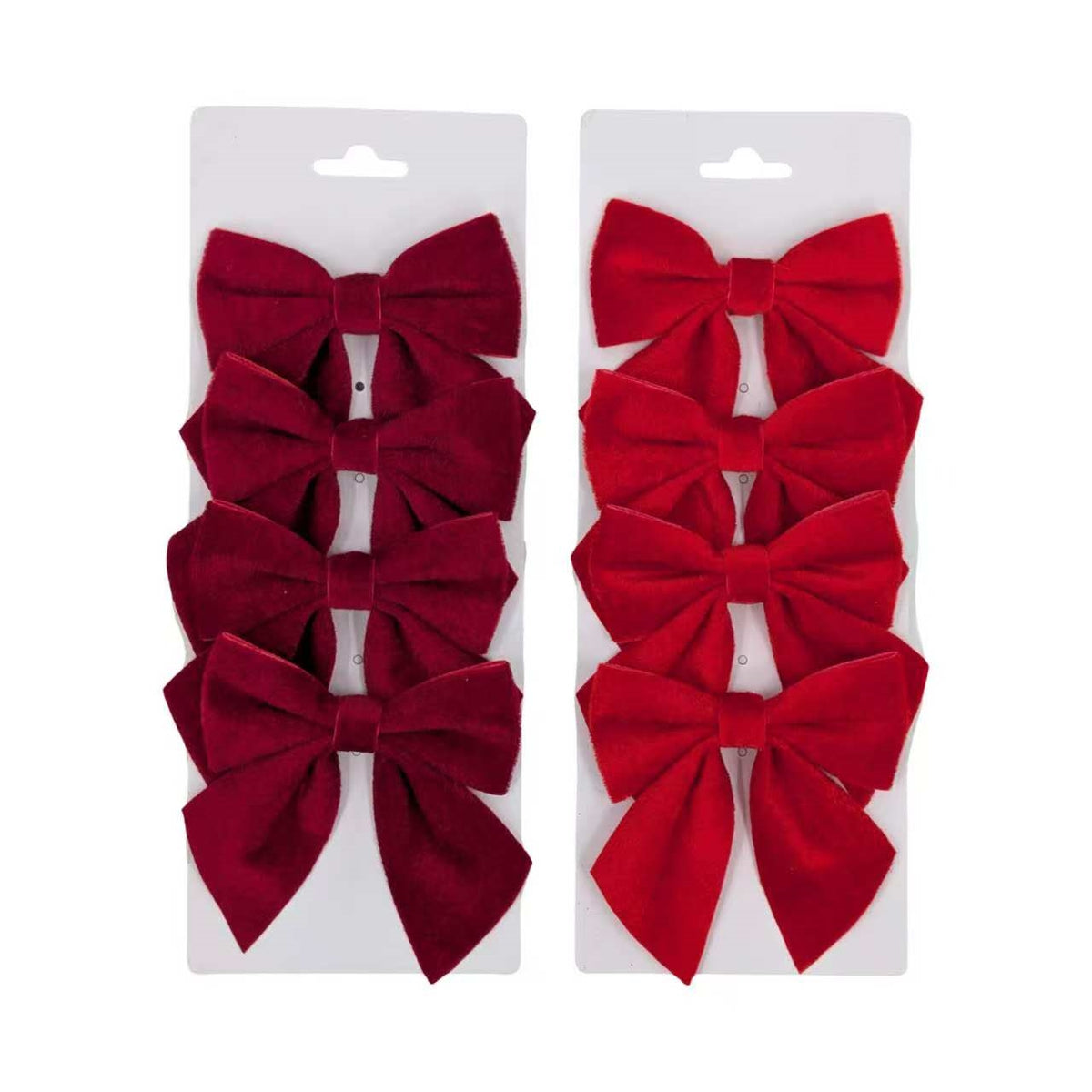 Bulk 24 Xmas Red & Burgundy Bow pk4 10x12cm 2 Asst
