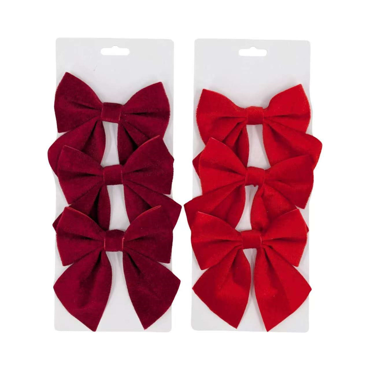 Bulk 24 Xmas Red & Burgundy Bow pk3 11.5x15.5cm 2 Asst
