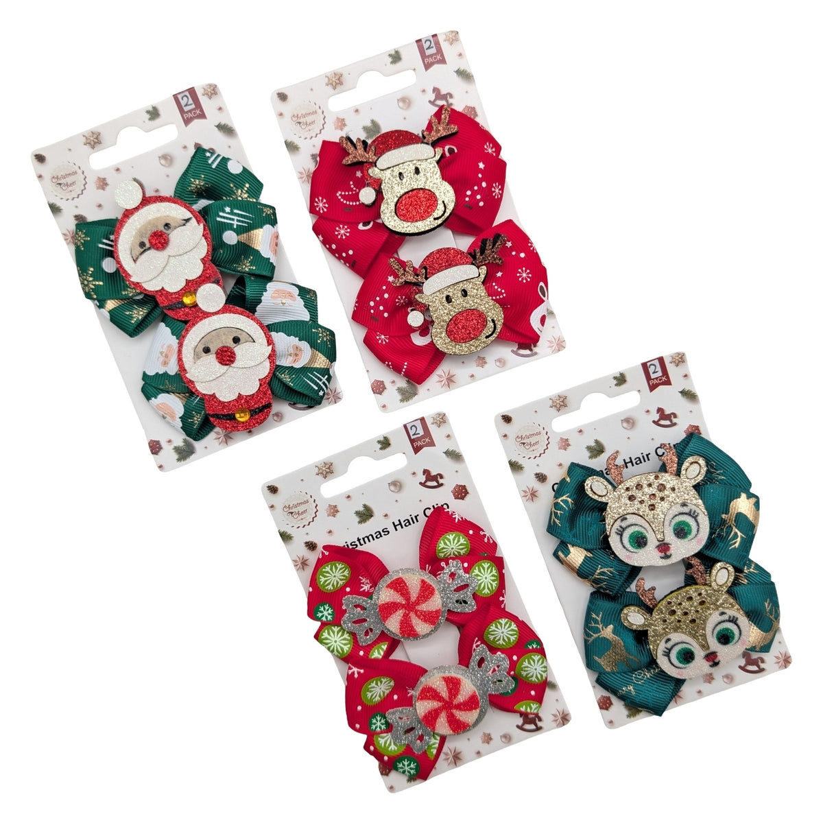 Bulk 24 Xmas Hairband pk2 4 Asst