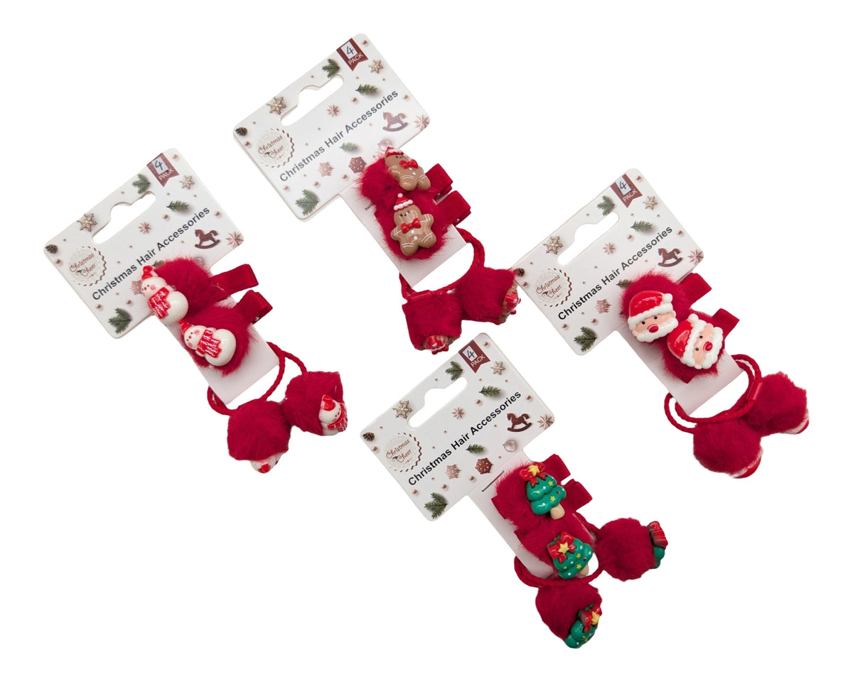 Bulk 48 Xmas Hair Clip & Hairband pk4 4 Asst