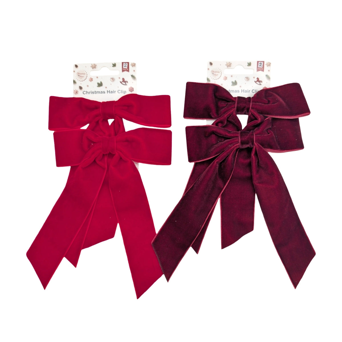 Bulk 24 Red & Burgundy Velvet Bow pk2 14x20cm 2 Asst