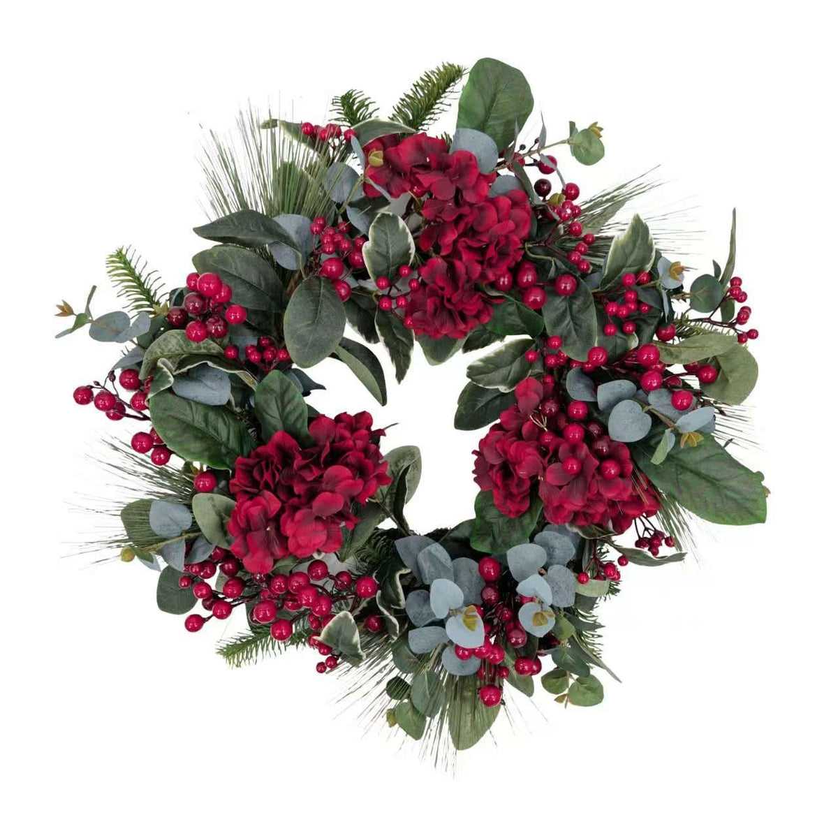Bulk 3 Xmas Heritage Hydrangea & Berry Wreath 60cm