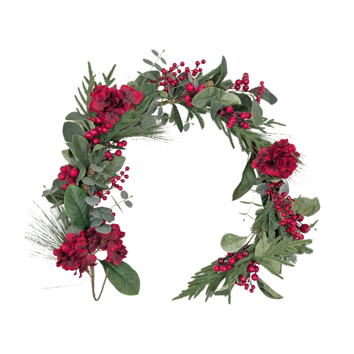 Bulk 4 Xmas Heritage Hydrangea & Berry Garland 150cm