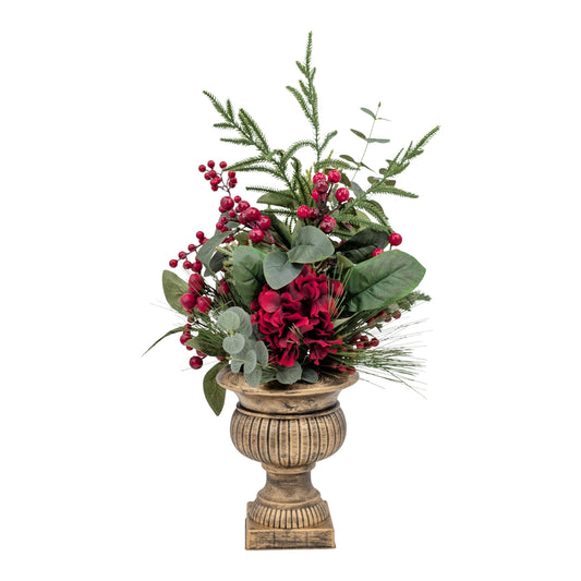 Bulk 3 Xmas Heritage Hydrangea & Berry Pot 66cm